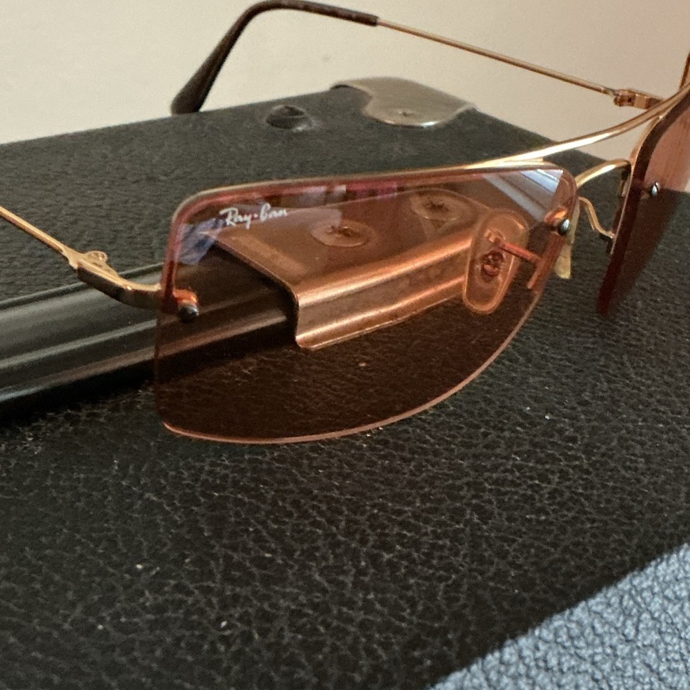 RAY-BAN Vintage Square RB3158 Unisex Orange Tinted Sunglasses - Picture 15 of 16